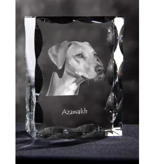 Azawakh - Kristall mit einem Hundebild, Glasstatuette mit einem Bild, einzigartiger Bilderrahmen der Marke Art-Dog