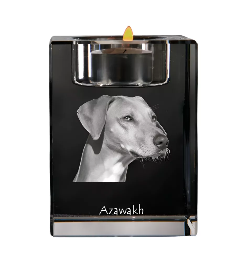 Azawakh - Kerzenhalter mit Hundefoto, Teelichthalter aus Kristall, personalisiertes Geschenk der Marke Art-Dog