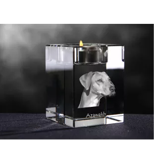 Azawakh - Kerzenhalter mit Hundefoto, Teelichthalter aus Kristall, personalisiertes Geschenk der Marke Art-Dog