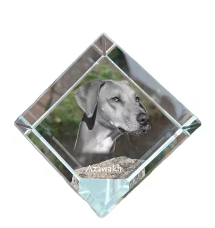Azawakh - Kristallwürfel mit Bild, Pferdebild im Kristall, sechseckiger Papierclip der Marke Art-Dog