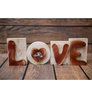 Azawakh, Tuareg Sloughi - wooden LOVE sign, interior decoration with a dog, charming ornament for the shelf by Art-Dog brand