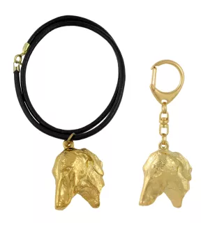 Azawakh II - Schlüsselanhänger und Halskette mit Hund in einer Box, vergoldetes Produkt von hoher Qualität, Marke Art-Dog