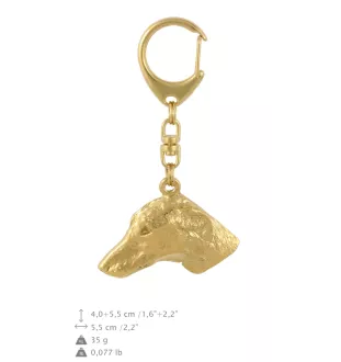 Azawakh, Azawagh - porte-clés et collier avec chien dans une boîte, produit plaqué or de haute qualité, marque Art-Dog