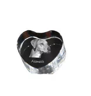 Azawakh, Tuareg Sloughi - a photo of a dog in crystal, crystal heart, unique photo frame from the Art-Dog brand