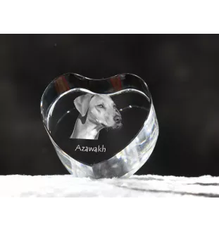 Azawakh, Tuareg Sloughi - a photo of a dog in crystal, crystal heart, unique photo frame from the Art-Dog brand