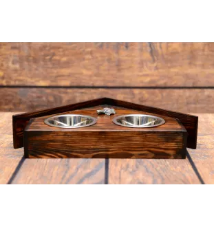 Azawakh, Tuareg Sloughi II - wooden stand with bowls for a dog, decorative dog bowls, a gift for adopting a dog from the Art-Dog brand
