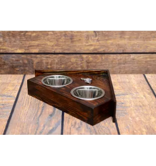 Azawakh, Tuareg Sloughi - wooden stand with bowls for a dog, decorative dog bowls, a gift for adopting a dog from the Art-Dog brand