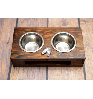 Azawakh, Azawagh II - support en bois avec des bols pour chien, bols pour chien en acier, cadeau pour l'adoption d'un chien de la marque Art-Dog