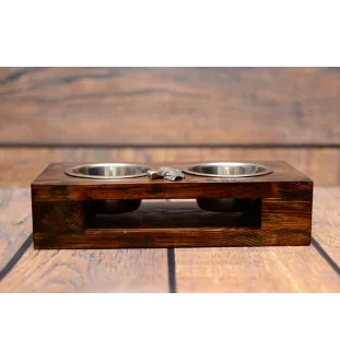 Azawakh, Azawagh II - support en bois avec des bols pour chien, bols pour chien en acier, cadeau pour l'adoption d'un chien de la marque Art-Dog