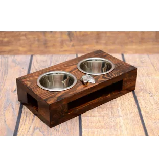 Azawakh, Azawagh II - support en bois avec des bols pour chien, bols pour chien en acier, cadeau pour l'adoption d'un chien de la marque Art-Dog