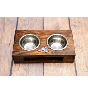 Azawakh, Azawagh - support en bois avec des bols pour chien, bols pour chien en acier, cadeau pour l'adoption d'un chien de la marque Art-Dog