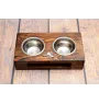 Azawakh, Tuareg Sloughi - wooden stand with bowls for a dog, steel dog bowls, a gift for adopting a dog from the Art-Dog brand