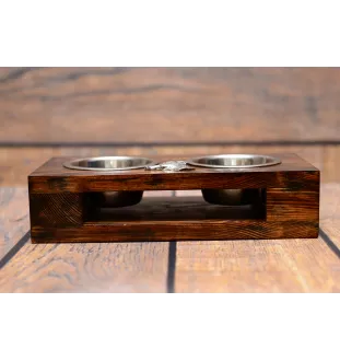 Azawakh - Holzständer mit Näpfen für Hunde, Edelstahlnäpfe, Geschenk zur Adoption eines Hundes von der Marke Art-Dog