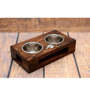 Azawakh, Azawagh - support en bois avec des bols pour chien, bols pour chien en acier, cadeau pour l'adoption d'un chien de la marque Art-Dog