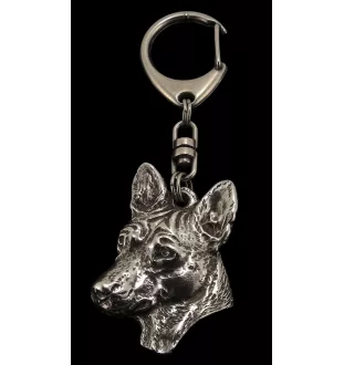 Basenji, Kongo-Terrier - Versilberter Schlüsselanhänger mit Hund, Handtaschen-Dekoration, Rucksack-Anhänger der Marke Art-Dog