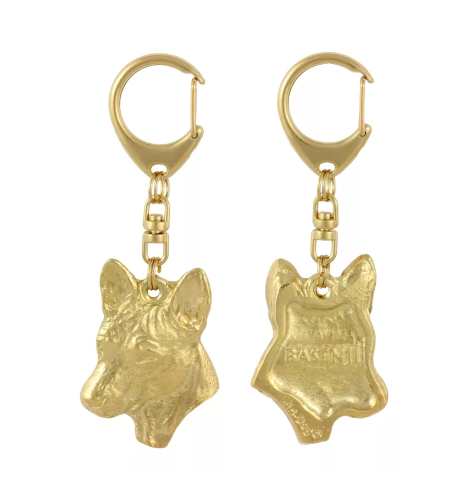 Basenji, Terrier Nyam-Nyam, Terrier du Congo - Porte-clés doré avec chien, décoration de sac à main, accessoire de luxe de la marque Art-Dog
