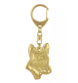 Basenji, Kongo-Terrier - Vergoldeter Schlüsselanhänger mit Hund, Handtaschenschmuck, Luxus-Accessoire der Marke Art-Dog