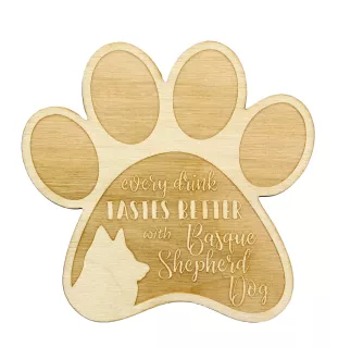 Baskischer Schäferhund, Pastor Vasco - Tasse Untersetzer, graviert Untersetzer mit Hund, Geschenk für Hundeliebhaber von Art-Dog Marke