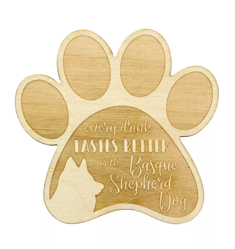 Baskischer Schäferhund, Pastor Vasco - Tasse Untersetzer, graviert Untersetzer mit Hund, Geschenk für Hundeliebhaber von Art-Dog Marke