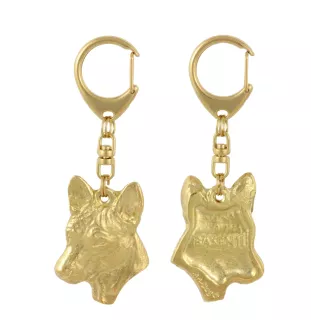 Basenji, Kongo-Terrier - Vergoldeter Schlüsselanhänger mit Hund in Geschenkbox, Handtaschen-Dekoration, Luxus-Accessoire der Marke Art-Dog