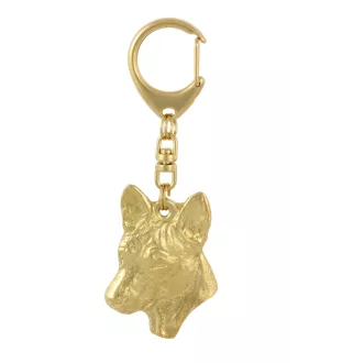 Basenji, Kongo-Terrier - Vergoldeter Schlüsselanhänger mit Hund in Geschenkbox, Handtaschen-Dekoration, Luxus-Accessoire der Marke Art-Dog
