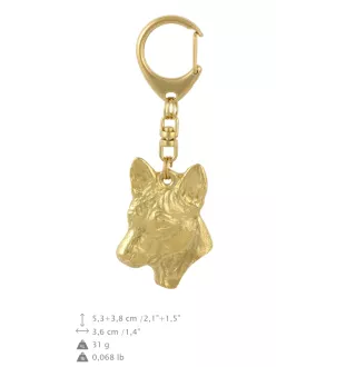 Basenji, African bush dog, Congo dog - Gilded key ring with dog in gift box, handbag decoration, luxury accessory by Art-Dog brand