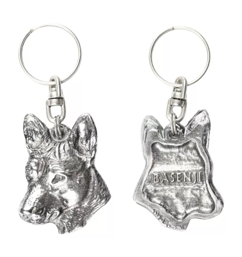 Basenji, Terrier Nyam-Nyam, Terrier du Congo - Pendentif argenté avec un chien dans une boîte décorative, décoration de sac à main, pendentif de sac à dos par la marque Art-Dog