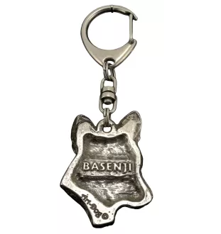 Basenji, Terrier Nyam-Nyam, Terrier du Congo - Porte-clés argenté avec un chien dans une boîte cadeau, décoration de sac à main, pendentif de sac à dos par la marque Art-Dog