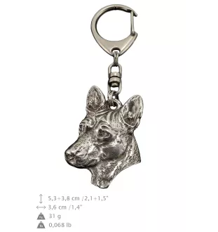 Basenji, Kongo-Terrier - Versilberter Schlüsselanhänger mit Hund in einer Geschenkbox, Handtaschenschmuck, Rucksackanhänger der Marke Art-Dog