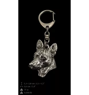 Basenji, Terrier Nyam-Nyam, Terrier du Congo - Porte-clés argenté avec un chien dans une boîte cadeau, décoration de sac à main, pendentif de sac à dos par la marque Art-Dog