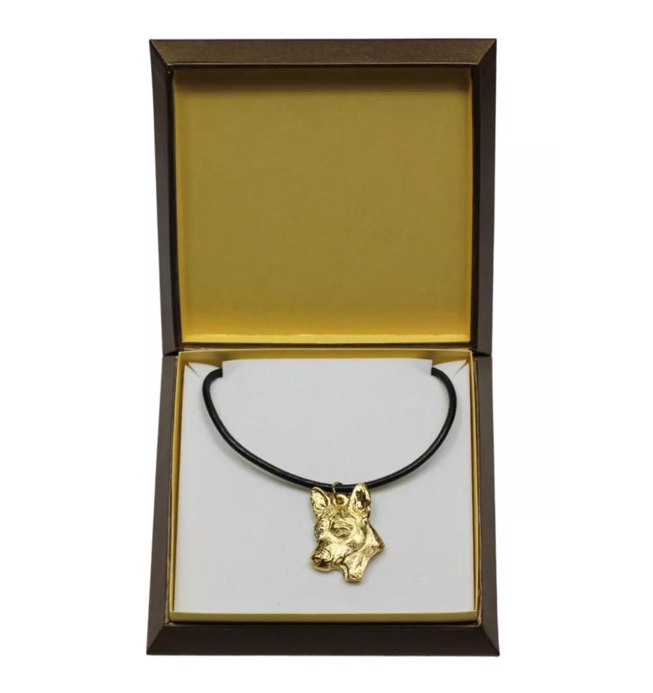 Basenji, Terrier Nyam-Nyam, Terrier du Congo - Collier de chien dans une boîte cadeau, pendentif plaqué or pour les fans de chiens, bijoux remarquables par Art-Dog
