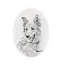 Berger basque - une plaque commémorative avec une photo de chien, une plaque funéraire avec une impression, une plaque ovale personnalisée de la marque Art-Dog