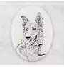 Berger basque - une plaque commémorative avec une photo de chien, une plaque funéraire avec une impression, une plaque ovale personnalisée de la marque Art-Dog