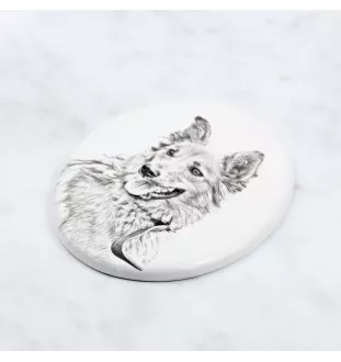 Baskischer Schäferhund, Pastor Vasco - Gedenktafel mit einem Foto eines Hundes, Grabplatte mit Druck, personalisierte ovale Platte der Marke Art-Dog