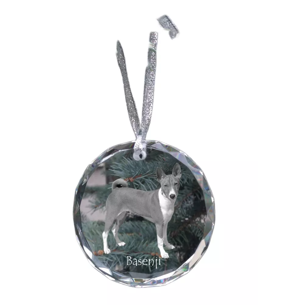 Basenji, African bush dog, Congo dog - crystal bauble with a photo, dog photo in crystal, personalized Christmas tree ornament by Art-Dog brand