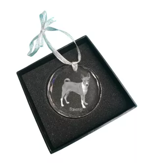 Basenji, Terrier Nyam-Nyam, Terrier du Congo - boule de Noël en cristal avec une photo, photo de chien dans le cristal, décoration personnalisée pour sapin de Noël de la marque Art-Dog