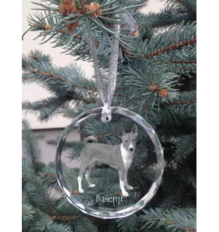 Basenji, Kongo-Terrier - Kristallkugel mit Foto, Hundebild im Kristall, personalisierter Christbaumschmuck von Art-Dog.