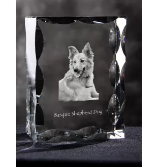 Berger basque - cristal avec photo de chien, statuette en verre avec photo, cadre exceptionnel avec photo de la marque Art-Dog