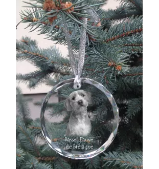 Basset Fauve de Bretagne - Kristallkugel mit Foto, Hundebild im Kristall, personalisierter Christbaumschmuck von Art-Dog.