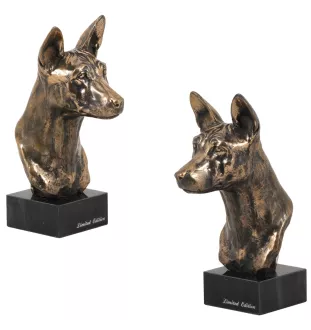 Basenji, African bush dog, Congo dog - Dog statue, bust on stone base, sculpture, trophy for dog show by Art-Dog brand