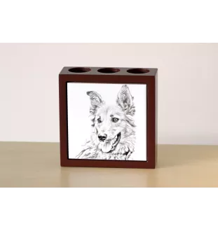 Owczarek baskijski stojak na długopisy z koniem Art-Dog