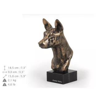 Basenji, African bush dog, Congo dog - Dog statue, bust on stone base, sculpture, trophy for dog show by Art-Dog brand