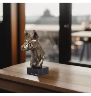 Basenji, Kongo-Terrier - Hundestatue, Büste auf Steinsockel, Skulptur, Trophäe für Hundeausstellung der Marke Art-Dog