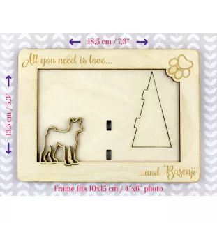 Basenji, African bush dog, Congo dog - Photo frame, engraved wooden frame, a lovely gadget for the dog lover by Art-Dog