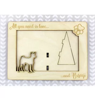 Basenji, African bush dog, Congo dog - Photo frame, engraved wooden frame, a lovely gadget for the dog lover by Art-Dog