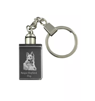 Baskischer Schäferhund, Pastor Vasco - Schlüsselanhänger aus Kristall mit Hundefoto, beleuchteter Schlüsselanhänger, einzigartiges Geschenk der Marke Art-Dog