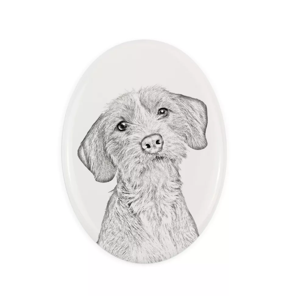 Basset Fauve de Bretagne - Gedenktafel mit einem Foto eines Hundes, Grabplatte mit Druck, personalisierte ovale Platte der Marke Art-Dog