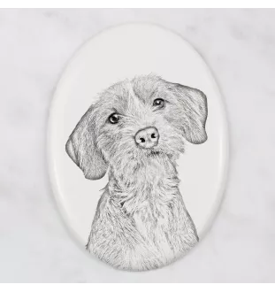 Basset Fauve de Bretagne - Gedenktafel mit einem Foto eines Hundes, Grabplatte mit Druck, personalisierte ovale Platte der Marke Art-Dog