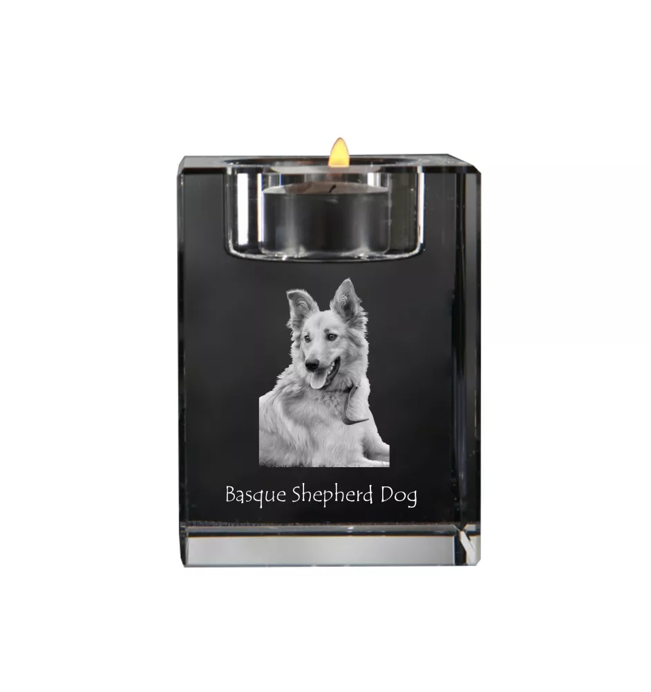 Owczarek baskijski świecznik kryształowy z psem Art-Dog