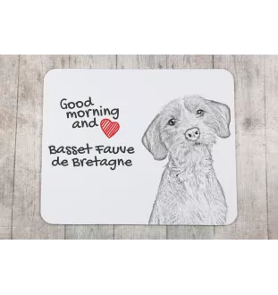 Basset Fauve de Bretagne, Fawn Brittany Basset - mouse pad with print, personalized dog-themed mouse pad, unique gadget for an office worker by Art-Dog brand